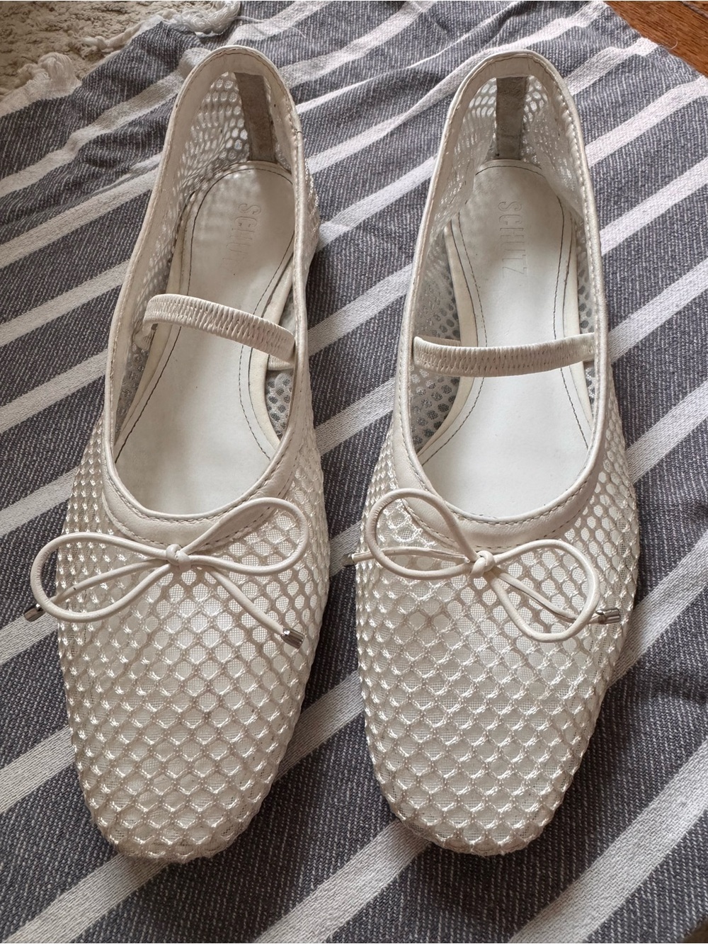 SCHUTZ White Perforated Ballet Flat